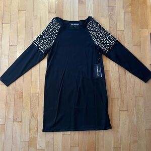 Karl Lagerfeld Black Dress with Pearl Accents